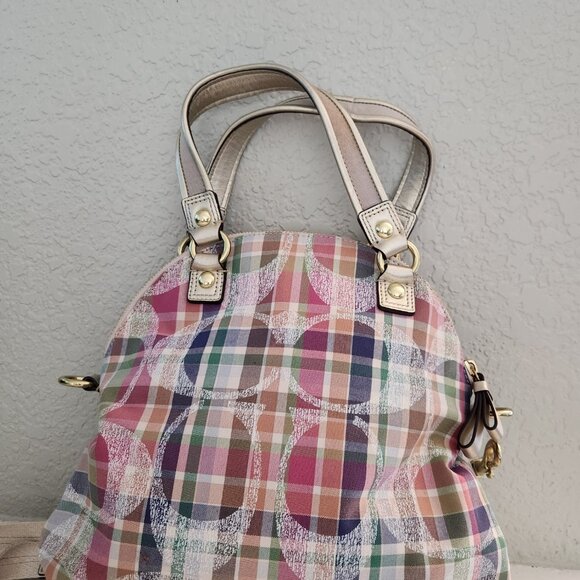 Like New Vintage Coach Poppy Madras Shoulder Bag - Picture 2 of 14